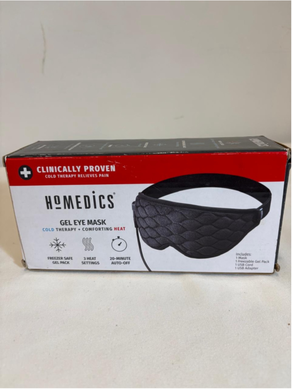 HoMedics Gel Eye Mask Hot Cold Therapy 3 Heat Settings New NIB #C132
